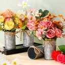 Rustic Vase for Table Centerpieces 4.33 Inch Small Petite Flower Vase with Twine Bow Vintage Farmhouse Decor for Wedding Reception Dining, Home Galvanized Metal Buckets(Iron Color,12 Pcs)