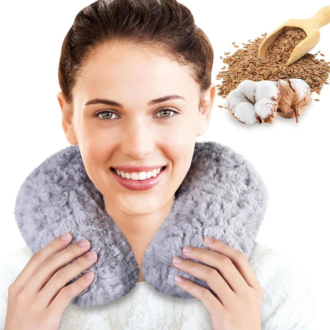 REVIX Microwavable Neck Warmer, Heated Neck Pillow with Flaxseed, Moist Heat Pad for Shoulder, Microwave Heating Pad with Soft Cover for Relaxation and Comfort