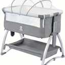 Elevon Bedside Bassinet, 4-in-1 Baby Bedside Sleeper with Rocking Mode, Breathable Mesh, Built-in Wheels, Adjustable 7 Heights, Portable Infant Bassinet with Mattress and Storage