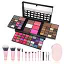 74 Colors Makeup Palette with 10-Piece Makeup Brush Set  All-in-One Full Face Makeup Kit, Eyeshadow, Lip Color, Blush & Contour Set, Gift for Women