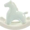 HOMSFOU Ceramic Rocking Horse Ornament Miniature Baby Horse Figurine 3.93 Inch Colorful Home Decor Office Desk Accent Sculpture (Light Green)