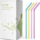 KTOB Biodegradable Flexible Drinking Straws - 200 Count 100% Plant-Based Compostable Colorful Eco Friendly Alternative to Disposable Plastic Straws (Assorterd Colors)