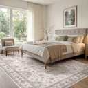 EIEIHOUSE Washable Area Rugs for Living Room -9x12 Neutral Vintage Distressed Floral Farmhouse Boho Large Soft Floor Rug Indoor Non Slip Carpet for Living Room Bedroom Dining Room Office -Beige Brown