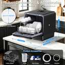 Countertop Dishwasher, Portable Dishwasher with 5L Built-in Water Tank, 5 Programs with 40 dB, 360° Dual Spray, 6 Full Accessories for Homes, Apartments and RVs