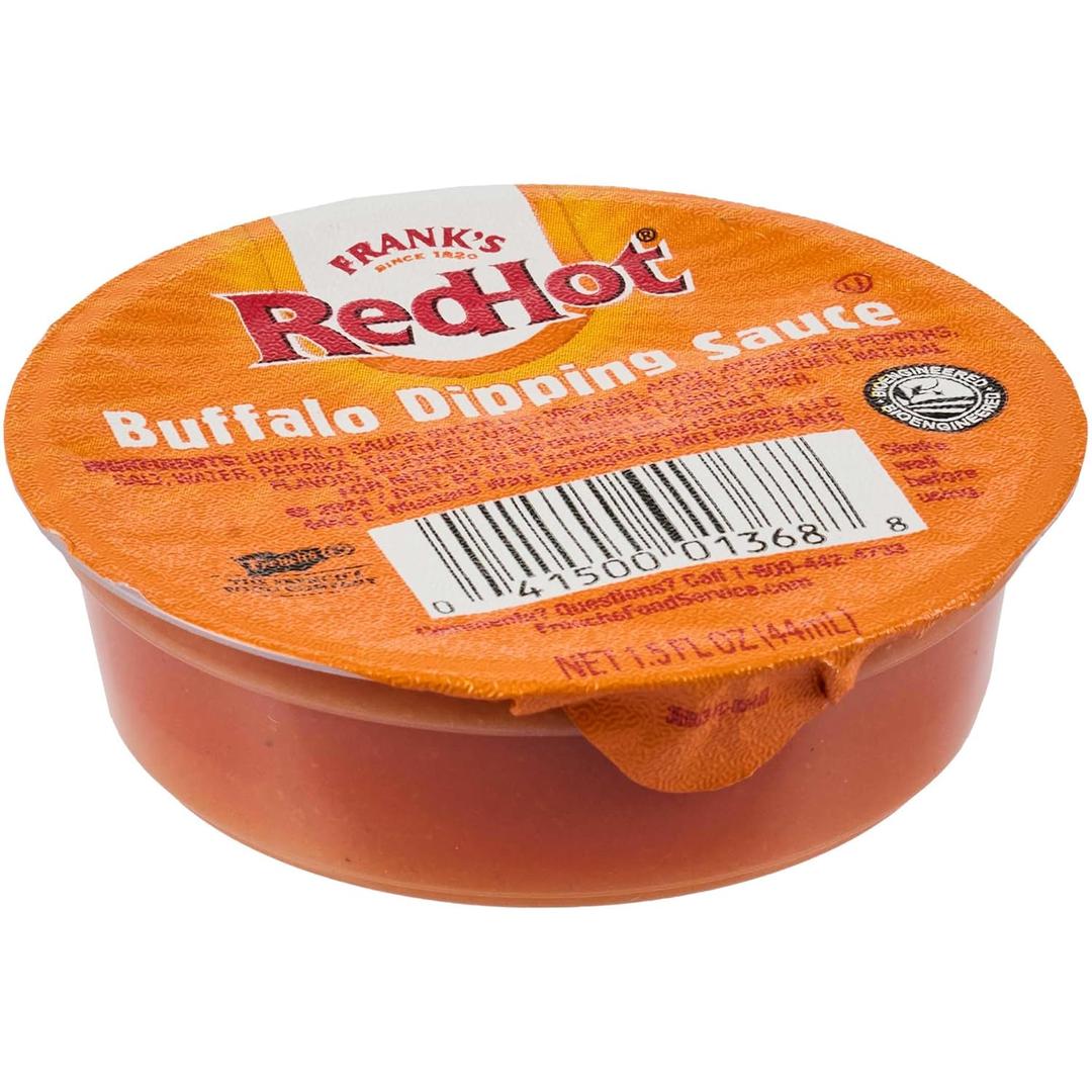 8 x Franks RedHot Buffalo Dipping Sauce, Single-Serve Dip Cup, Signature Buffalo Flavor & Heat, For Takeaway and Dine-In Service, 1.5 fl oz (EXP 09/12/26)