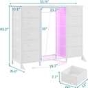 LUMTOK 55"W Dresser with Hanging Rack,10 Fabric drawers & Hooks for Bedroom, 20.5"D x 55.2"W x 43.3"H