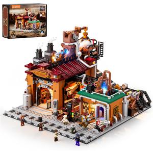 Lumibricks Steampunk Ore Factory Lighting Building-Bricks Set, 3138 Pcs Interactive Mechanical Factory Collection Display Set for Adults and Steampunk Lovers