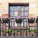Dahey 3 Pcs 10.5 Inch Hanging Flower Pots for Railing Fence Metal Wall Planters for Indoor Plants Outdoor Countryside Window Flower Holder with Hooks Drainage Holes for Garden Yard Home Decor, Black