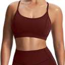 Aoxjox Women's Workout Sports Bras Fitness Training Gym Lexi Lined Bra Yoga Crop Tank (Large, Rum Raisin/Mulch)