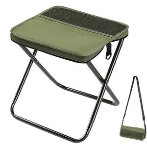 LiKiLiKi Extra Large Foldable Backpack Stool, Heavy Duty Thickened Collapsible Portable Pocket Chair, Compact Pocket Size Travel Seat for Hiking, Fishing, Picnic and Outdoor Activities (Green)