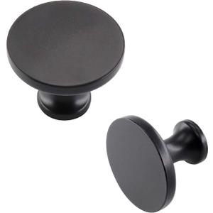 goldenwarm 10 Pack Black Cabinet Knobs for Dresser Drawers Kitchen Hardware Handles 1.26 inch Width Round Knob for Cabinets,Zinc Alloy (Matte Black)