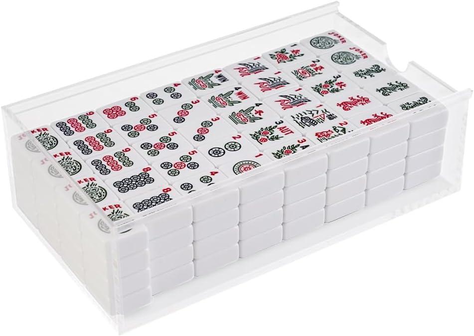 Dawnrait Acrylic Mahjong Tile Storage Box - Mah Jongg Case Only - Travel Mah Jongg Organizer & Display Supplies - American Mahjongg Accessories and Gifts