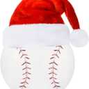 4.7 Inches Christmas Baseball Ornament with Red Santa hat, 2025 Resin Christmas Ball Ornaments for Christmas Tree Decoration, Holiday Hanging Balls Baubles for Home Party Supplies