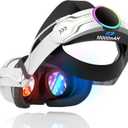 RGB Head Strap with Battery for Meta/Oculus Quest 3/Quest 3S, 10000mAh Battery Pack for Extended 8H of Playtime, Fast Charging VR Power, Adjustable Elite Strap Enhanced Support and Balance in VR