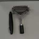 BESPORTBLE Portable Camping Grill Brush with Scraper Ergonomic Handle BBQ Cleaning Tool for Outdoor Grills Reusable Barbecue Scrubber for Thorough Stain Removal and Easy Storage