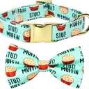 Stud Muffin Dog Bow Tie Dog Collar Accessory, Detachable Bowtie, Adjustable Collar for Small Medium Large Dogs (S (10 --16"))