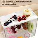 3 x Clear Doll Wardrobe Storage Box Compatible with 15/17cm Doll Clothes & Accessories, Clear Display Box Shelf, Includes 10 Hangers, 1 Rod & 2 Supports, Stackable