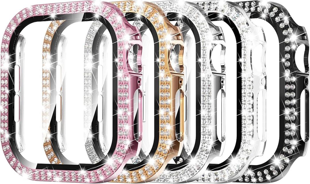 Simpeak 5-Pack Women Bling Screen Protector Case Compatible with Apple Watch 38mm 40mm 41mm 45mm Series 11 42mm 46mm, Screen Case Compatible with iWatch Series 11 10 9 8 7 6 5 4 3, 42mm(Series 10/11)