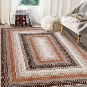 RUGSREAL Modern Rug for Entryway 3x5 Braided Machine Washable Living Room Rug Non Slip Small Dining Room Throw Carpet Stain Resistant Farmhouse Rustic Area Rug for Bedroom Kitchen, Brown/Rust RUGSREAL Modern Rug for Entryway 3x5 Braided Machine Washable Living Room Rug Non Slip Small Dining Room Throw Carpet Stain Resistant Farmhouse Rustic Area Rug for Bedroom Kitchen, Brown/Rust