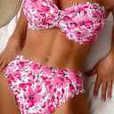 Women's Two Piece Strapless Tube Top Mid Waist Bottom Bikini Set Sexy Bathing Swimsuits (S)