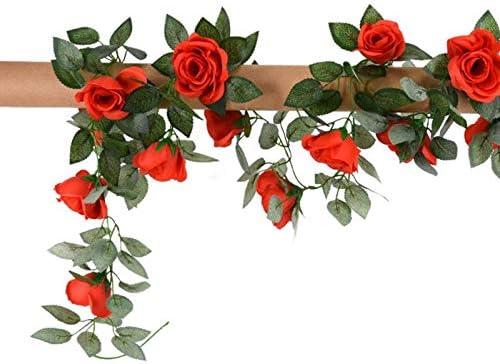 Artificial and Dried Flower Artificial Rose Vine Flowers Simulation Silk Rose Flower Garland for Wedding Party Artificial Rose Vine Home Garden Decor - ( Color: R;Size: One Size )