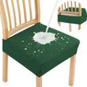 Smiry Waterproof Seat Covers for Dining Room Chairs Set of 4, Stretch Jacquard Removable Washable Chair Seat Slipcovers Protector, No Rear Covers, Emerald Green