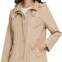 Steve Madden Rain Jacket Women - Waterproof with Hood Anorak Rain Coats for Women Windbreaker Plus Size XS-3X (Small, Sand)