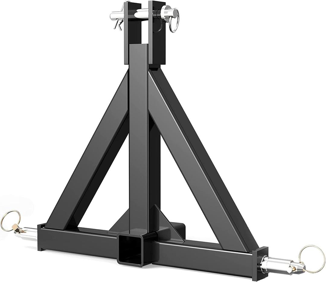 YITAMOTOR 3 Point Trailer Hitch with 2" Receiver for Category 1, 3 Pt Tractor Quick Hitch Drawbar Adapter for Kubota, John Deere, BX, LM25H, WLM Tractor, NorTrac, Yanmar, Kioti, Cat (Black)