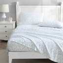 Laura Ashley - Queen Sheet Set, Breathable Percale Cotton Bedding, 200 Thread Count, Floral Home Decor (Victoria Blue, Queen)