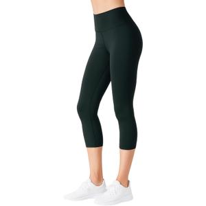 SATINA Womens High Waisted Capri Leggings Pants -for Tummy Control, Yoga, 3 Inch Waistband, Black, One Size