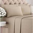 King 6 Piece Sheet Set - Comfy Breathable & Cooling - Soft Hotel Luxury Bedding Set with 8-16 Inch Deep Pockets - 1 Flat & 1 Fitted Sheet & 4 Pillowcases - Wrinkle Free & Easy Care - Heathered Beige