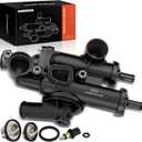 A-Premium - Thermostat Housing Assembly W/Sensor 68003582AB - Compatible with Dodge, Chrysler & Jeep - Journey 09-20, Avenger 09-14, Compass Patriot 07-17, Caliber, Sebring, 200 - DOHC 4Cyl 2.4L 2.0L