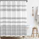 jinchan Extra Long Shower Curtain 84 Inch Length Black and White Modern Farmhouse Striped Waterproof Fabric Shower Curtains for Bathroom with 12 Hooks Machine Washable 70x84 Inches