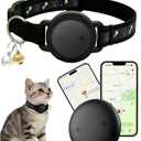GPS Cat Tracker Collar (iOS & Android)- Dogs GPS Tracker Smart Pet Activity Tracker, No Subscription, Works with Google Find Hub & Apple Find My App, Anti-Lost for Keys, Pet Items Black
