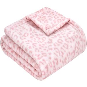 Yurhap Leopard Print Baby Blanket Fleece Baby Blankets for Girls, Ultra Soft Cozy Fluffy Infant Toddler Newborn Receiving Blankets for Crib Stroller, 30"x40", Light Pink