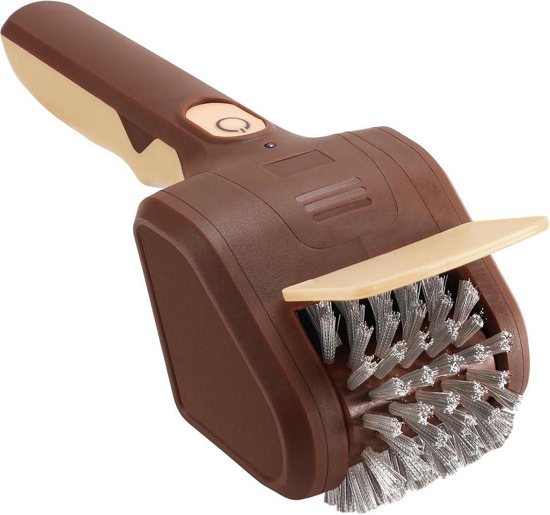 Electric Grill Brush for Outdoor Grill, Cordless Electric Grill Cleaner, Rechargeable Grill Cleaning Stainless Steel Brush, Grill Scraper, BBQ Accessories Brown