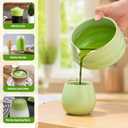 Japanese Style Ceramic Matcha Set - 9 Pcs Kit with 530ml Bowl, 2 Gold-Inlaid Cups, Bamboo Whisk/Scoop, Stainless Steel Sifter & Landscape Painting Towel - Gift for Tea Lovers (Green)