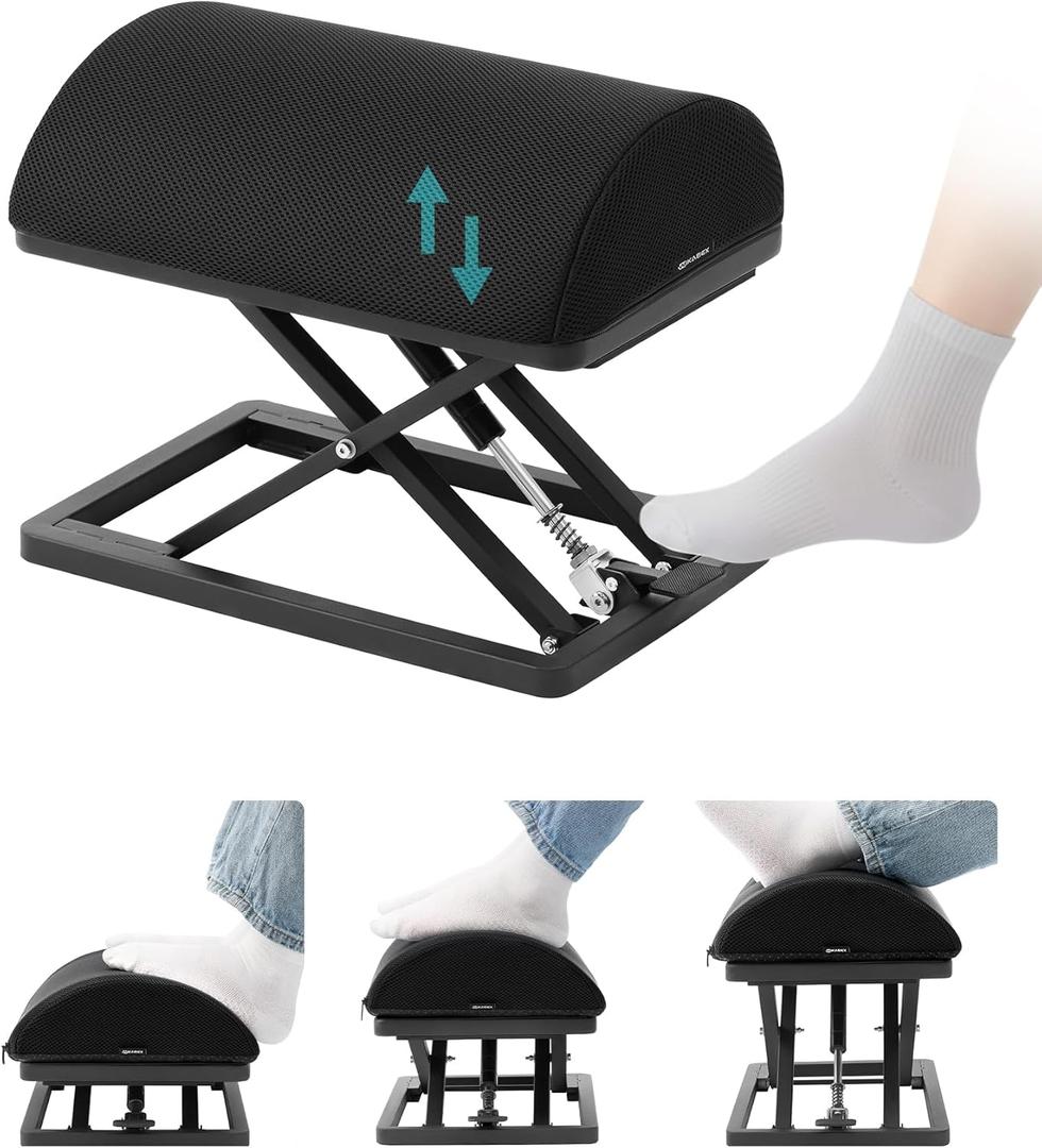 Truly Infinite Height Adjustable FootrestNo Bending NeededFoot Step-to-Adjust2.7"-13.1" HeightWashableFoot Rest Stool for Under Desk at Work, Office/Home/Gaming/Study Desk Essentials