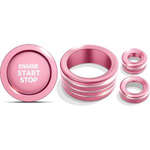 Polodunn for Toyota Tundra 2022-2025 2026 & Sequoia 2023-2025 2026 Accessories, Aluminum Alloy Knob Cover Trim 5-Piece/Set (Pink, Fit 8-inch Display Screen)