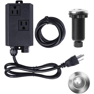 Garbage Disposal Air Switch Kit Dual Outlet Sink Top Waste Disposal Long Stainless Steel Polished On/Off Air Button Food and Waste Disposals Part by Etoolcity, Dual Outlet Long/2.7''