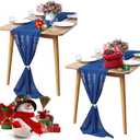 2 Pack 10Ft Royal Blue Chiffon Table Runner Sheer 29x120 Inch for Romantic Wedding Decor Bridal & Baby Shower Birthday Rustic Party Decoration