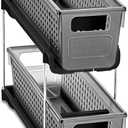 madesmart Premium Antimicrobial 2-Tier Mini Organizer Multi-Purpose Slide-Out Storage with Handles and Dividers for Home and Bath, Pack of 1, Carbon