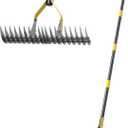 19-Tine Cold-Pressed Steel Dethatcher Rake - 72 inch Adjustable Handle, Ergonomic Grip, Rust-Resistant - Perfect for Gardens, Lawns, Fields, & More - Senior-Friendly Design