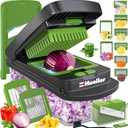 Set of 6 Mueller Pro-Series 10-in-1, 8 Blade Vegetable Chopper, Onion Mincer, Cutter, Dicer, Egg Slicer with Container, French Fry Cutter Potato Slicer, Home Essentials, Salad Chopper,Gray/Green Different Color Condition May Vary