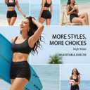 Tempt Me Women's Swim Shorts High Waisted Swimsuit Shorts Adjustable Ruched Side Boyshorts Tummy Control Bathing Suit Bottom (Black, L)