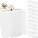 10 Pack White Cheesecloth Table Runner 10FT Boho Gauze Fabric Table Runner Vintage Rustic Sheer Runners for Wedding Party Bridal Baby Shower Long Table Decorations