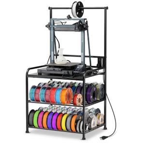 3D Printer Rack Filaments Storage - Rolling 3d Printing Stand Filament Organizer, Spools Holder Racks Cart with Wheels, Heavy Duty Shelf Hold Spool PLA, ABS, PETG for Garage Office Workshop (Black)