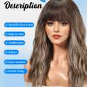HAIRCUBE Long Wig with Bangs Synthetic Wavy Wigs for Women Mixed Brown Color