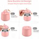 14oz Insulated Vacuum Food Jar with Buckle Lid,Soup Thermo for Hot Food Kids,Wide Mouth Leakproof Stainless Steel Lunch Container with Spoon-Pink