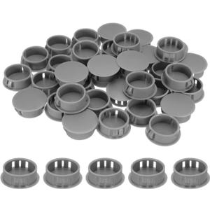 uxcell 50pcs Nylon Plastic Hole Plugs, 1"(25mm) Round Drill Screw Hole Plugs Covers Knockout Locking Plastic Plugs Insert End Caps for Kitchen Cabinet Furniture, Deep Grey